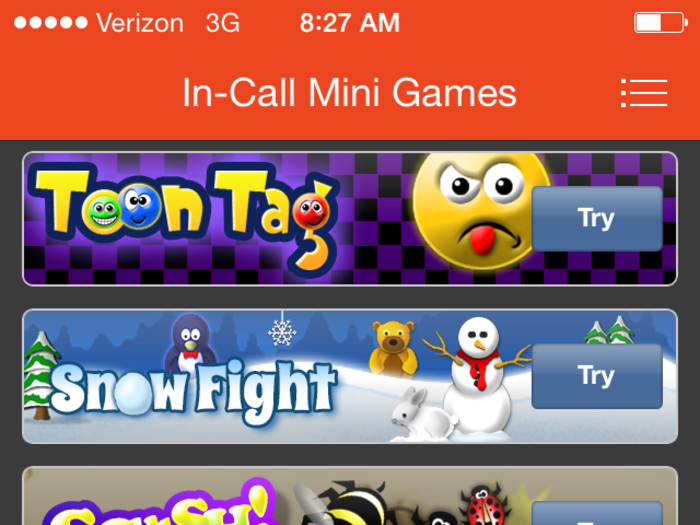 In-Call Mini Games are free programs you can play within the app.