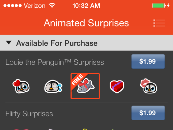 Finish your time in the Tango Store by purchasing emoji to send to people.