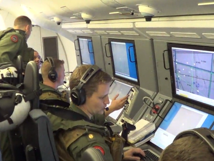 All together, the interior cabin of the P-8 is fitted with up to seven operator consoles.