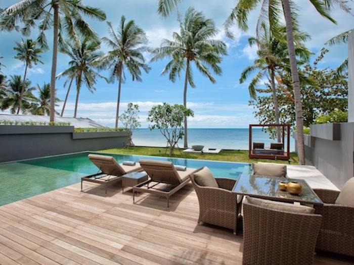 The mineral-treated infinity pool leads right up to the beach.