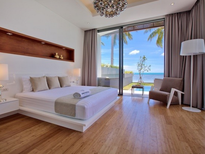 The master bedroom has beautiful ocean views.