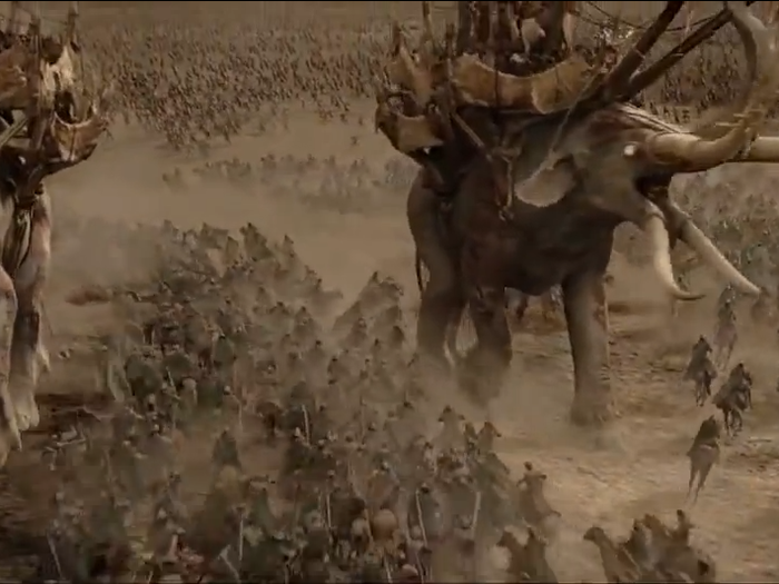 They mowed soldiers down, much like the elephants at the Battle of Pelennor Fields.