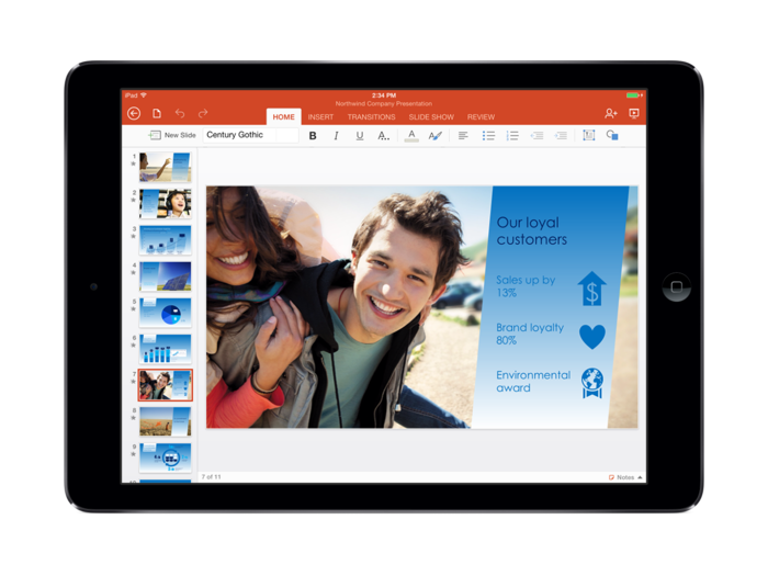 PowerPoint presentations are easy to create as well. But on the iPad, it