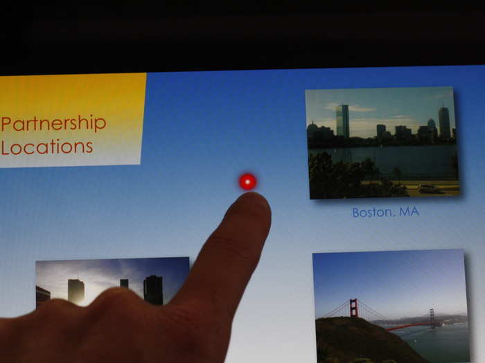 You can also use your finger as a laser pointer, right on the screen. Just tap and hold for a few seconds.