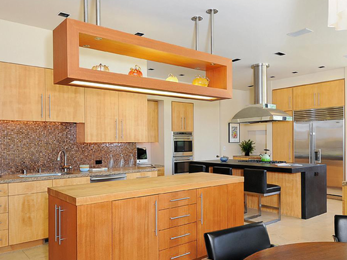 The kitchen has not one, but two islands with lots of counter space for busy chefs.