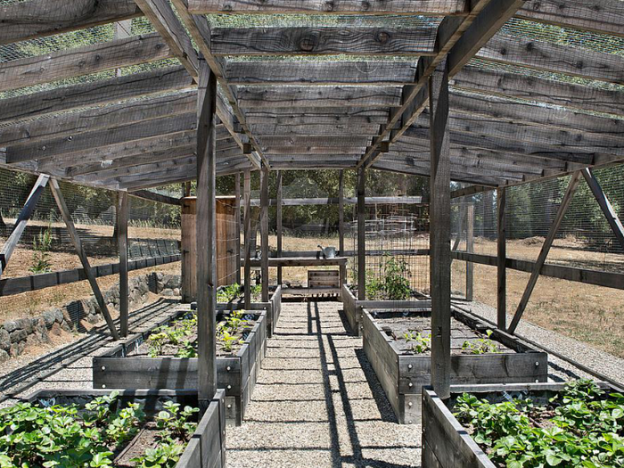 You can even grow your own produce in this enclosed vegetable house.