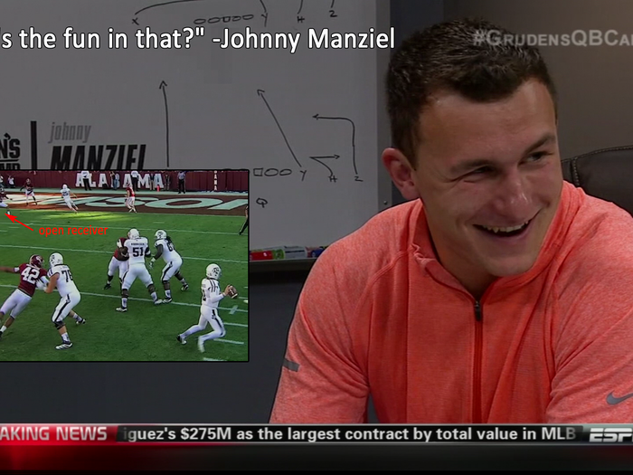 When Gruden asked why Manziel did not hit the open receiver on his Heisman Moment play against Alabama, Manziel showed the side that will be difficult to tame.