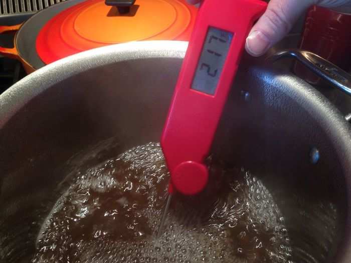 And then reboiling the diluted mixture until we hit precisely 217 degrees.