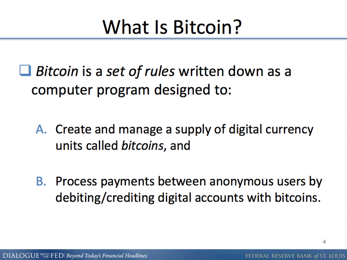 Bitcoin is a set of rules, Andolfatto explains.