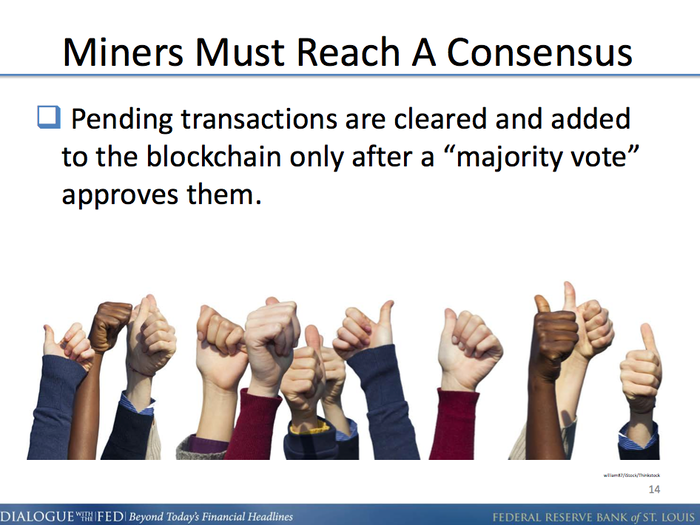 In exchange for creating more Bitcoin, they work to approve transactions. Their work must be confirmed by other miners.