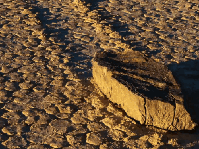 Sailing stones are rocks appear to move across the flat desert in Death Valley, California, without help from humans or animals.