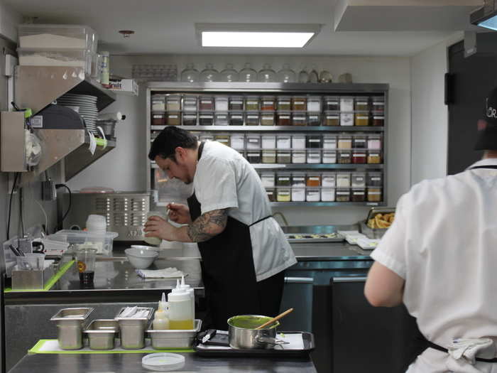 Downstairs in the kitchen, Chef Lambert was hard at work.