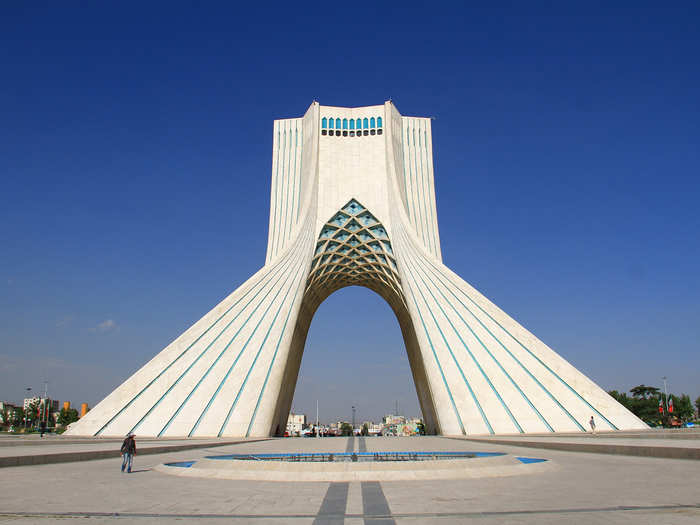 The Azadi Tower marks the entrance to the capital city.