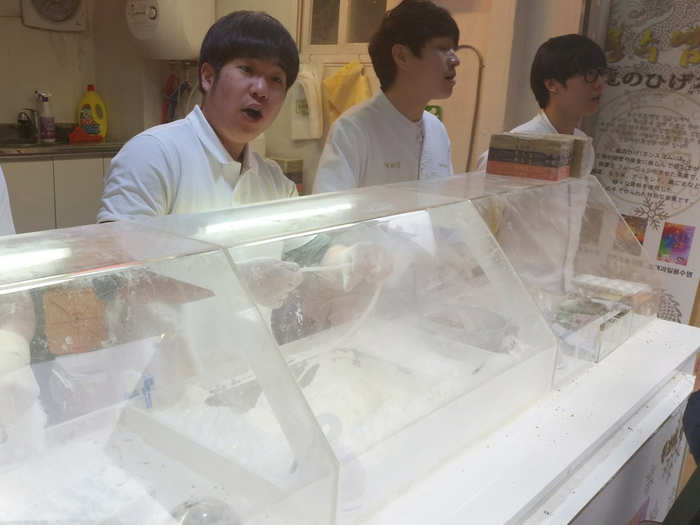 These guys were making a stringy, sugary dessert.