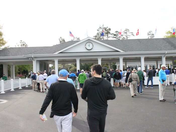 Checking in is a lot like going to Six Flags Great Adventure, or Disney World. Except, for old white guys.