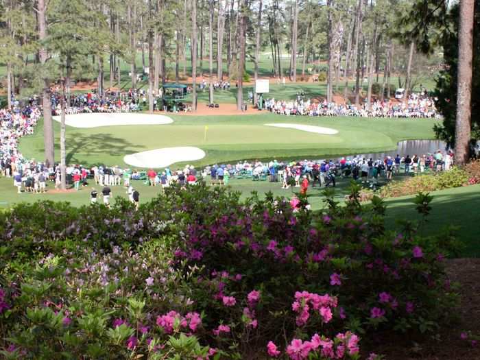 This view is from the sidewalk near the 6th hole. You can see the green of the par-3 16th from here.