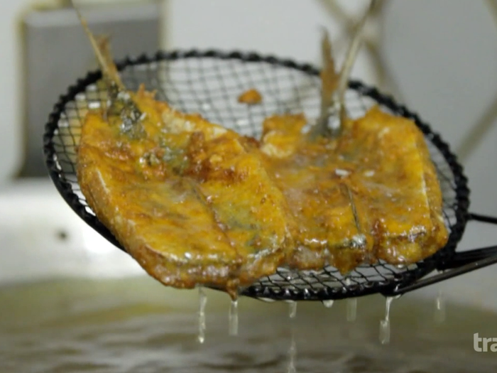 One of the snacks includes the popular dish of fried sardines.