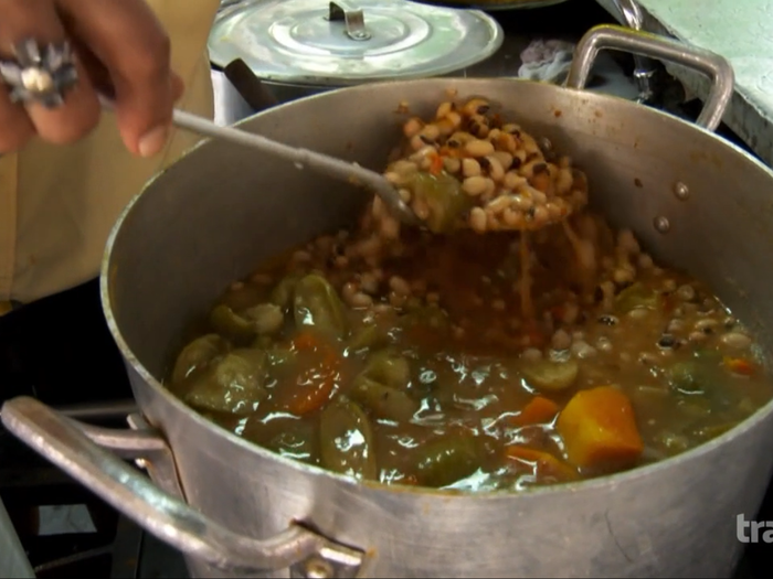 The local stew also consists of vegetables, black eyed peas, beans, rice, yucca, and hot pepper.