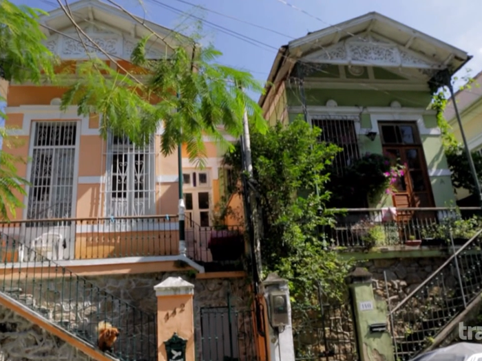 The next day, Bourdain travels to the most "magical" neighborhood of Rio, Santa Teresa. Set on top of the famous hill with winding streets, the now-bohemian neighborhood used to be the "Beverly Hills" of Rio 100 years ago.