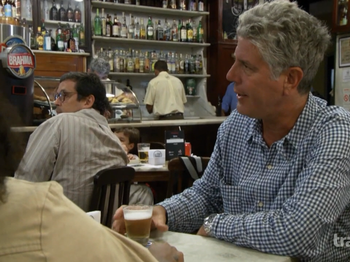 In the mystery shop, Bourdain claims it