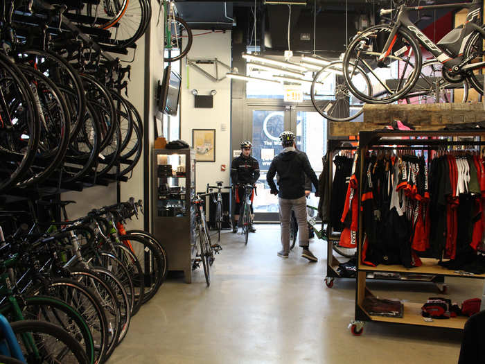 It offers an expansive selection of bicycles and apparel, bike rentals, full maintenance and repair, and professional bike fitting services. Admittedly, I was too deep into the food coma to really browse.