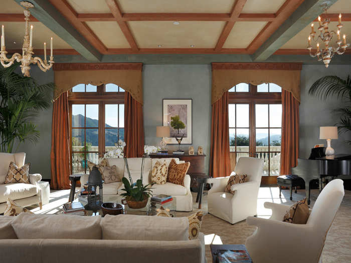 The living room offers views of the surrounding Mayacamas Mountains.