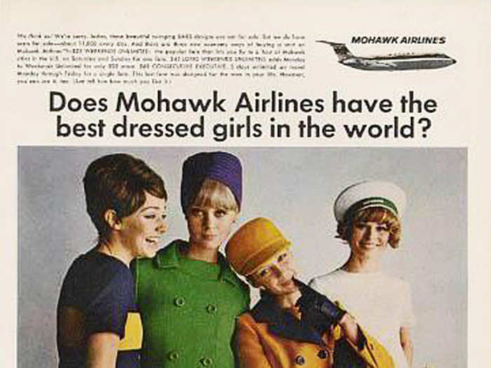 A real Mohawk ad from 1968 put a greater emphasis on its attractive stewardesses.