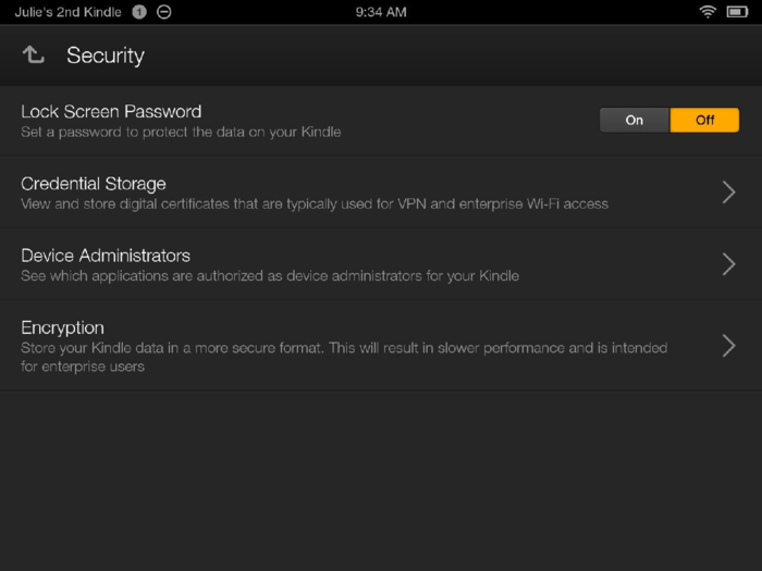 The Kindle Fire has a bunch of corporate security features to protect work documents.