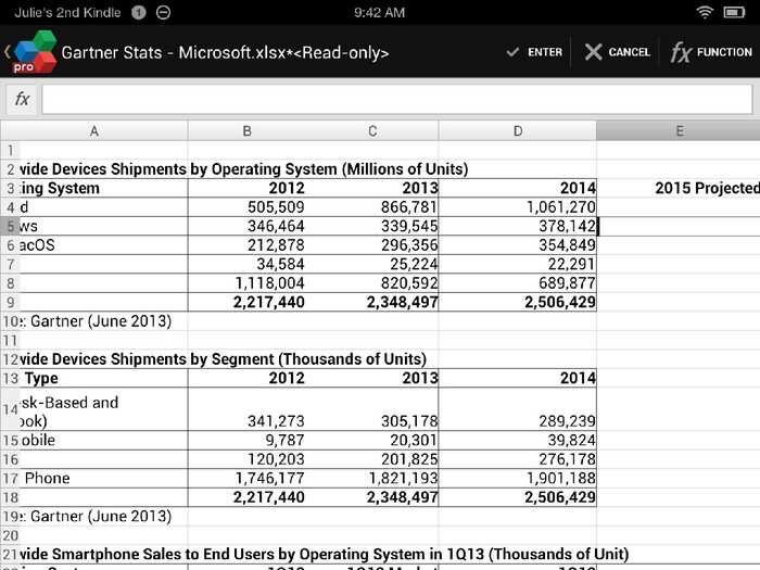 OfficeSuite Pro 7 worked as advertised. I could create and edit documents, even spreadsheets.