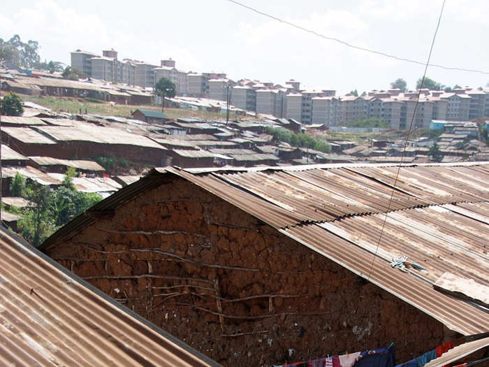Kibera, a division of Nairobi, is Africa’s biggest urban slum. People live in small shacks and hang their laundry outside on washing lines.