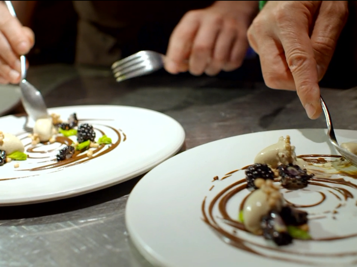 One of these experimental dishes that received plenty of praise was mushroom ice cream with fermented barley sauce.