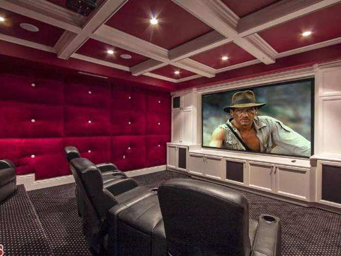 A home movie theater complete with stadium seating