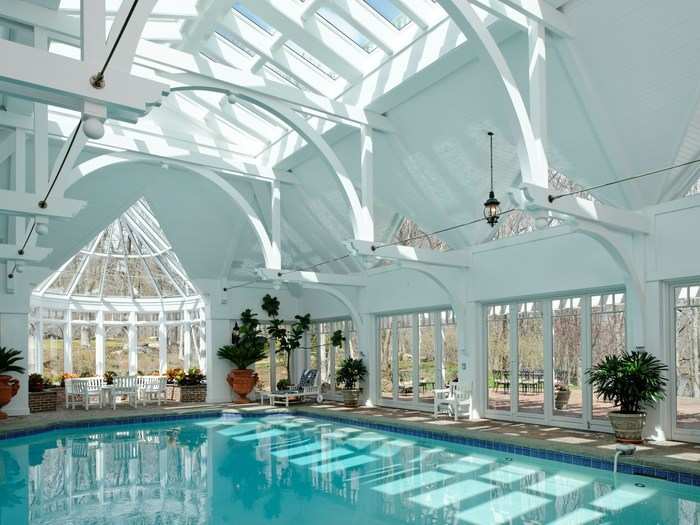 The home also has a gym, yoga studio, and an indoor saltwater pool that resembles the pool in the Howard-directed movie "Cocoon."