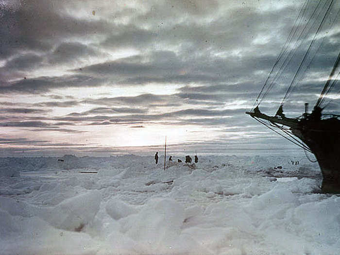 The crew made strenuous efforts to release the ship but could not clear enough ice.