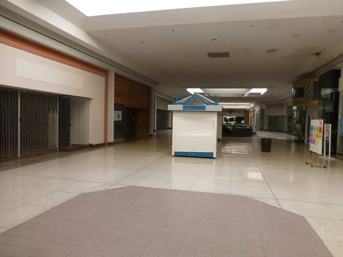 The infrastructure of the mall is starting to decay. The ceiling in the image below looks like it has been leaking.