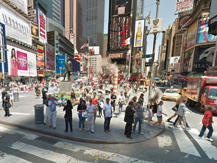 Shooting away from Times Square forced the crew to build a replica of Father Duffy Square ...