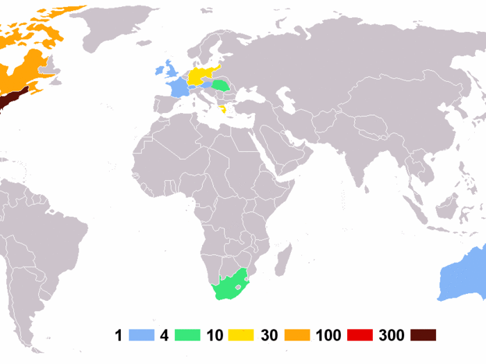 In fact, only 12 other nations competed in the 1904 Olympics. More than half the events lacked any non-American competitors. The other nations, shown below by the number of competitors for each country, included: Australia, Austria, Canada, Cuba, France, Germany, Great Britain, Greece, Hungary, Norway, South Africa, and Switzerland. Today, over 200 countries usually compete.