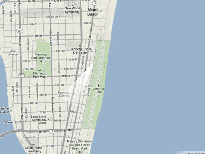 A map of Ocean Drive today.