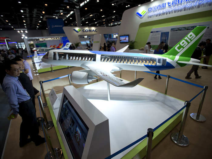 The C919 will seat 168 passengers and have a range of roughly 3000 miles.