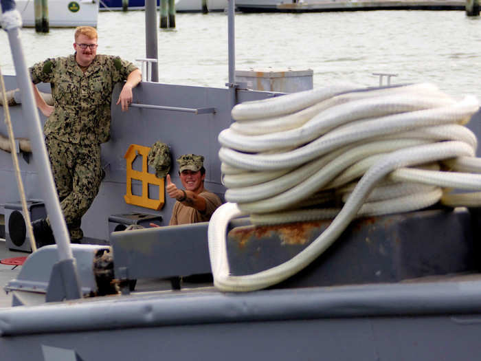 Boarding a Landing Craft can be a tricky affair.