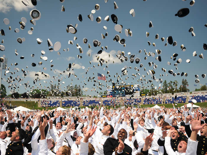 The U.S. Naval Academy Class of 2012 celebrates their graduation and commissioning ceremony. Many new officers will head to one of the 11 carrier strike groups the U.S. has posted around the globe.