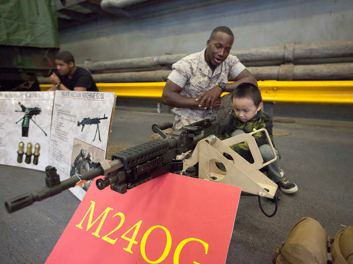 The M240G is often mounted on tanks and light-armored vehicles like the ones that the Oak Hill has in its well-deck.