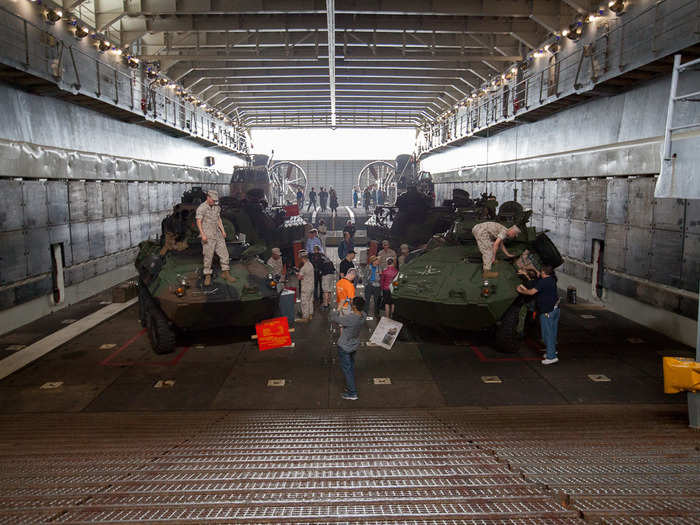 This is the well-dock of the Oak Hill, where they load and unload all the vehicles for assaults. The well-dock is located at the waterline and can be flooded so that vehicles can shoot right out to sea.