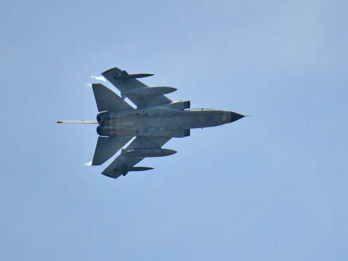 Here, a Panavia Tornado is taking a banked turn.