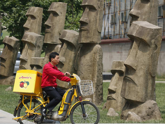 POLYNESIA: Replicas of the Moai statues carved by the Rapa Nui people in Easter Island can be seen in Beijing.