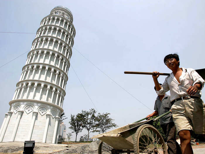 ITALY: A 1:4 scale replica of the Leaning Tower of Pisa in Shanghai.