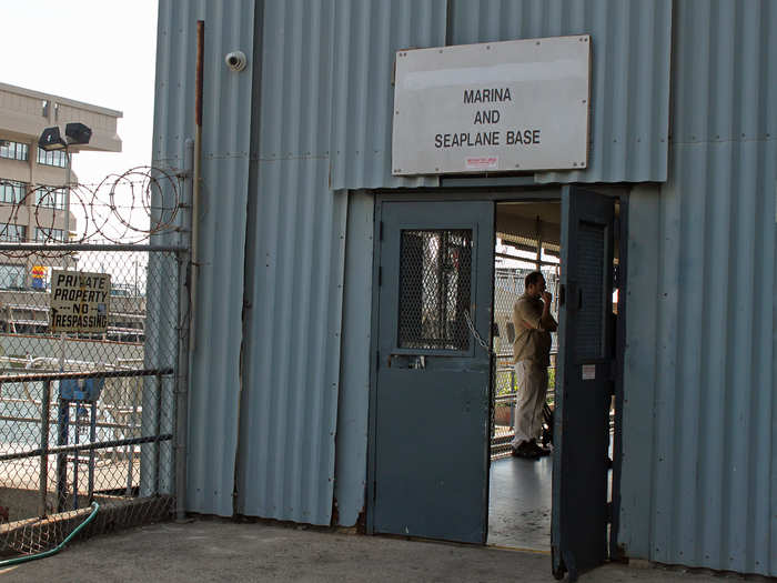 The seaplane terminal is pretty nondescript. The corrugated iron building and barbed wire didn