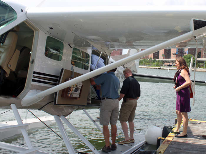 Boarding was a little precarious with camera equipment. No one wanted to get splashed by the East River.