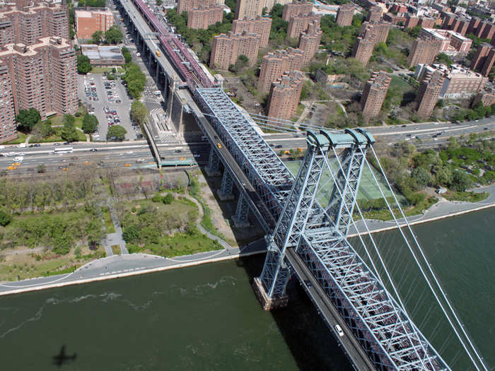 After flying over the Williamsburg Bridge, we turned and started the trip north and east.