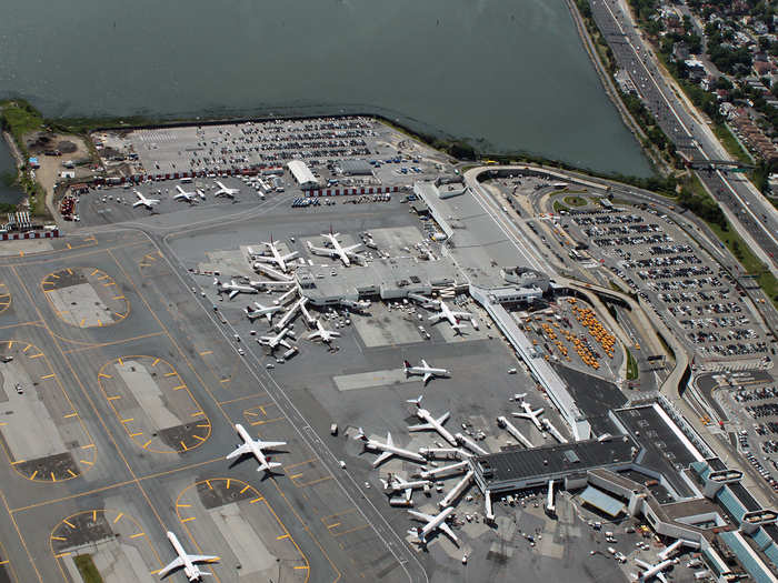 The commercial airliners at LaGuardia Airport looked like kids